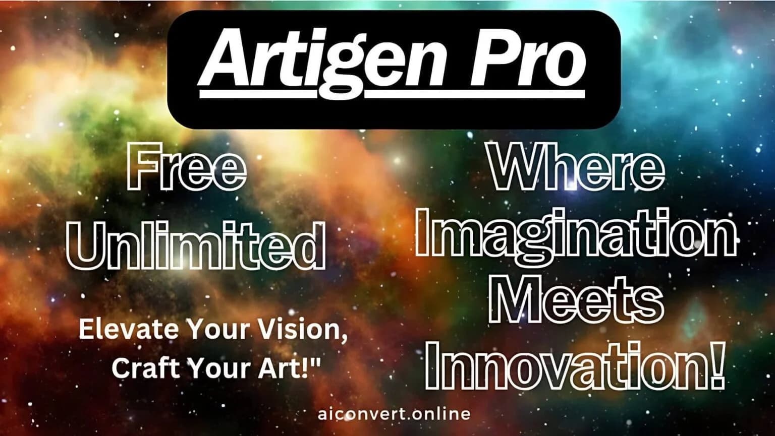 Image for Artigen Pro tool with a cosmic nebula background, symbolizing creative possibilities.