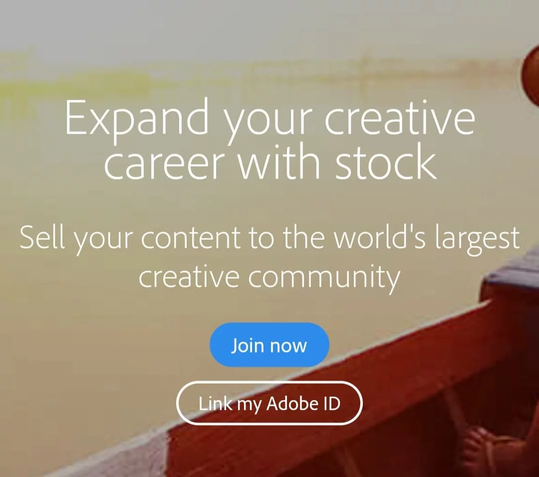 The Adobe Stock contributor landing page.