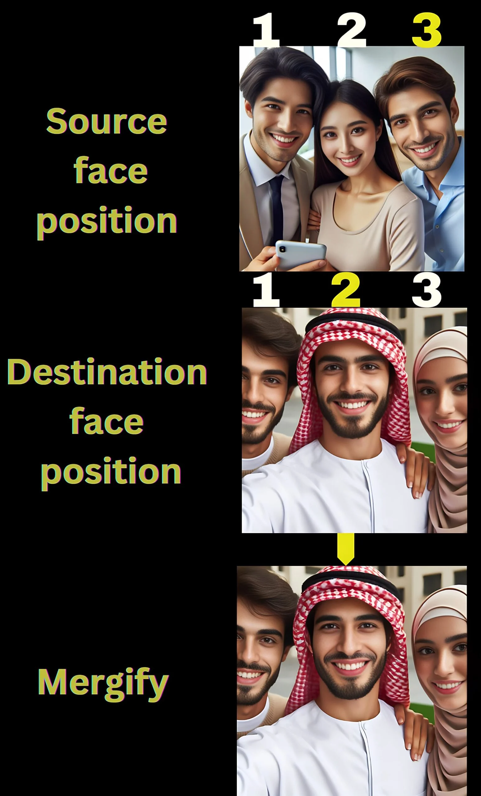 Mergify - Group face swap Guidance for AI face swapping with Mergify