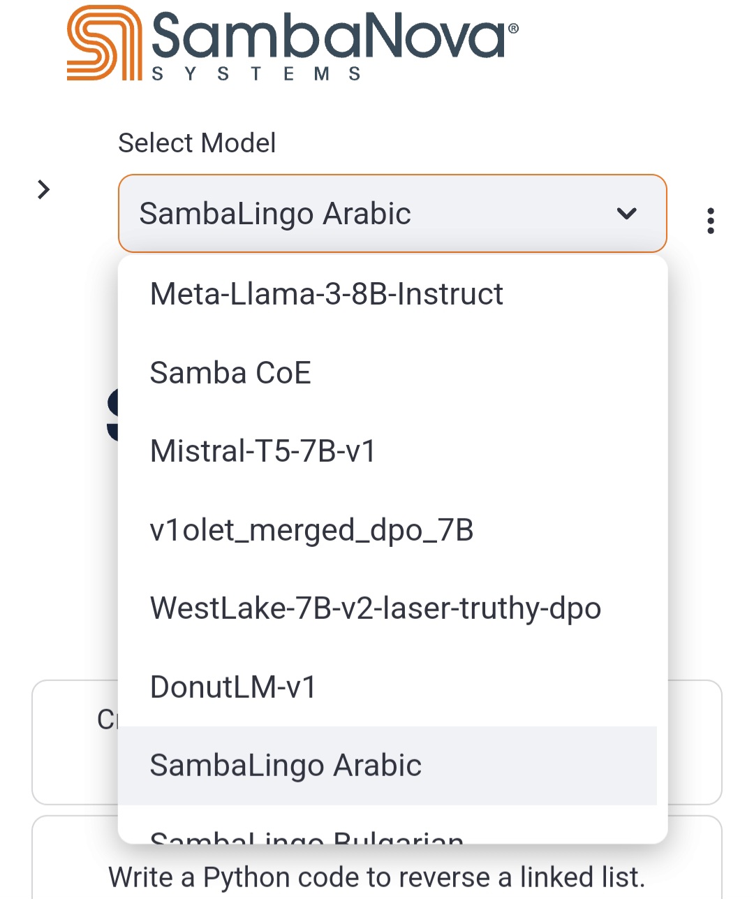 استخدام نموذج SambaLingo Arabic بشكل مجاني نموذج الذكاء الاصطناعى العربي SambaLingo مجانًا