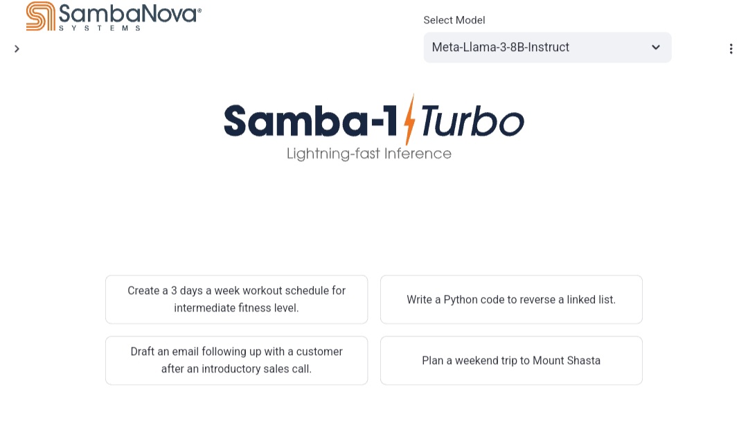 Samba-1-Turbo صورة لواجهة تقنية الذكاء الاصطناعي الجديدة