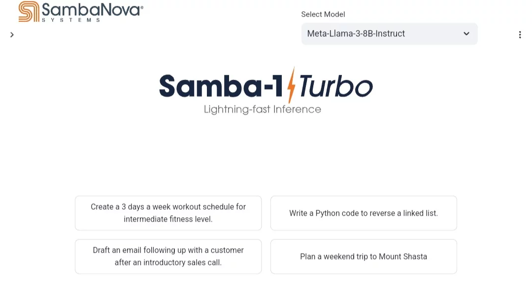 Samba-1-Turbo صورة لواجهة تقنية الذكاء الاصطناعي الجديدة